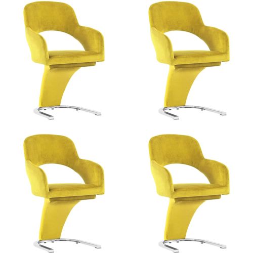 Blagovaonske stolice 4 kom žute baršunaste slika 18