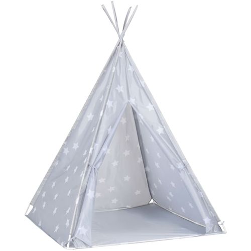 Dječji šator tipi od poliestera s torbom sivi 115x115x160 cm slika 11