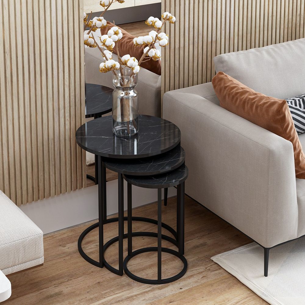 Nesting Table Gloria - Crna (3 komada) slika 3