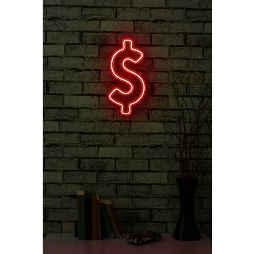 Wallity Ukrasna plastična LED rasvjeta, Dollar Sign - Red slika 3