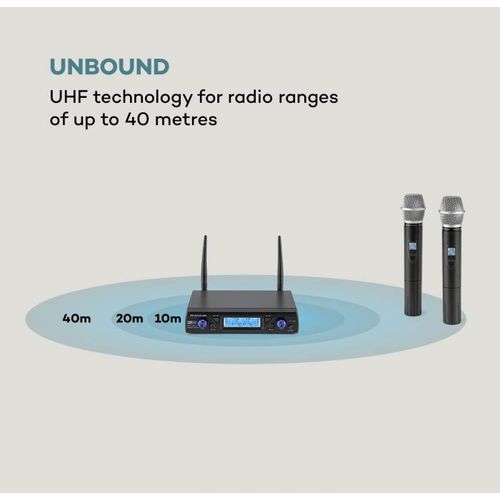 Auna Pro UHF200C-2H set 2-kanalnih UHF bežićnih mikrofona, Crna slika 3