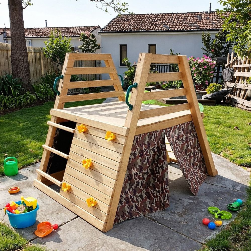 Kinder Home Drvena penjalica sa toboganom, 285×152×123cm slika 4