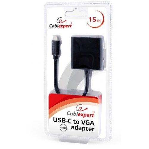Gembird AB-CM-VGAF-01 VIDEO Adapter USB-C to VGA HD15, M/F, Cable, Black, Blister slika 2