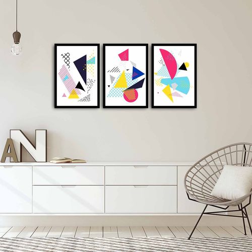 3PSCT-04 Multicolor Decorative Framed MDF Painting (3 Pieces) slika 1