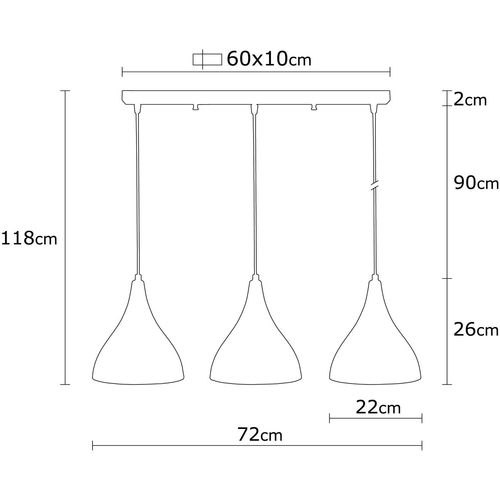 Opviq Visilica BERCESTE 3, metalna crna 72 x 22 cm, visina 118 cm, duljina kabla 90 cm, 3 x E27 40 W, Berceste - N-1388 slika 5