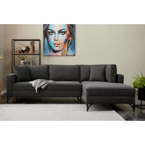 Atelier Del Sofa Kutna garnitura, Antracit Crno, Berlin Right - Anthracite, Black