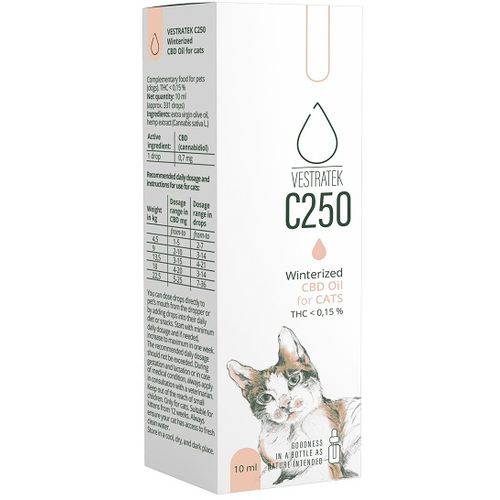 Vestratek CBD D250 ulje od konoplje dodatak ishrani za mačke 10 ml slika 1