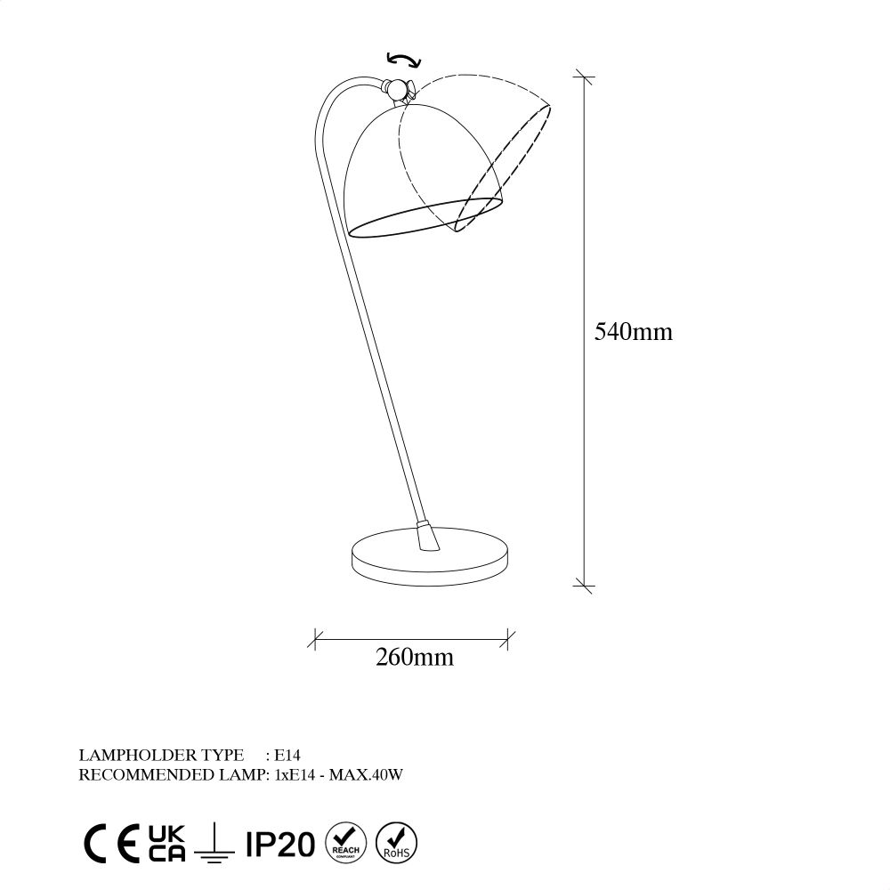 Acuka - Zlatna Stolna Lampa 12291 slika 8