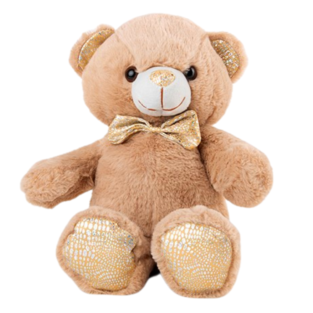 AMEK Plišana igračka Medo sa zlatnom mašnom 26cm, Smeđi slika 1
