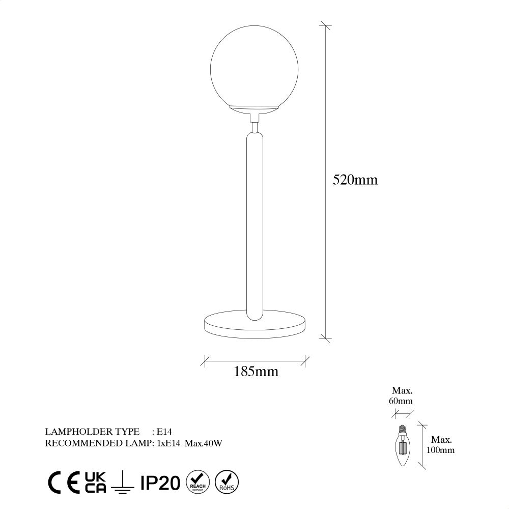 King - Crna Stolna Lampa 11460 slika 5