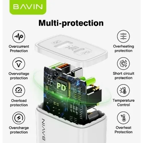 Bavin punjač 36W USB-A + USB-C bela slika 4