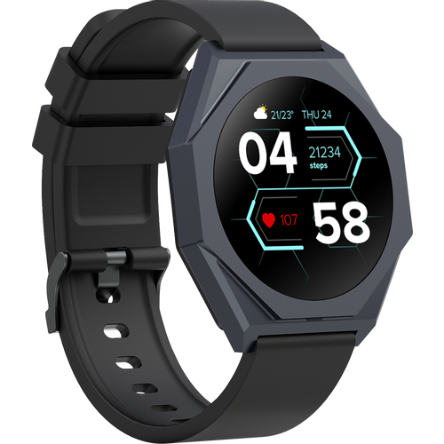 Pametni sat CANYON Otto SW-86, Smart watch Realtek 8762DK LCD 1.3'' LTPS 360X360px, TP G+F 1+gesture 192KB Li-ion polymer battery 3.7v 280mAh,Gun aluminum alloy case middle frame+plastic bottom case+black silicone srap+gun strap buckle.host:45.4*42.4*9.6mm Strap:260*20mm 40.7g slika 3