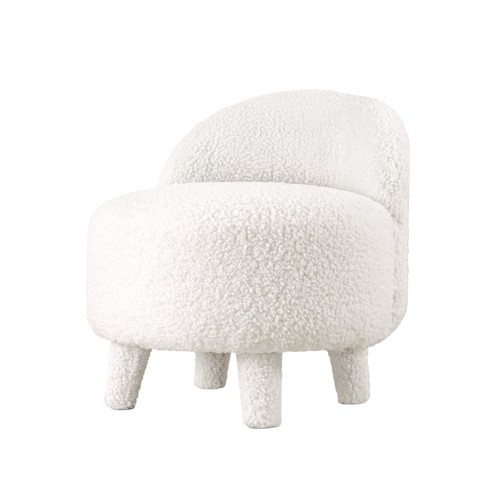 Moouv 3341 - Bijeli Pouf od Umjetnog Krzna slika 8