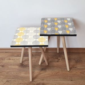Nesting stolovi 2Shp442 - (2 komada) - boje: siva, bijela, žuta