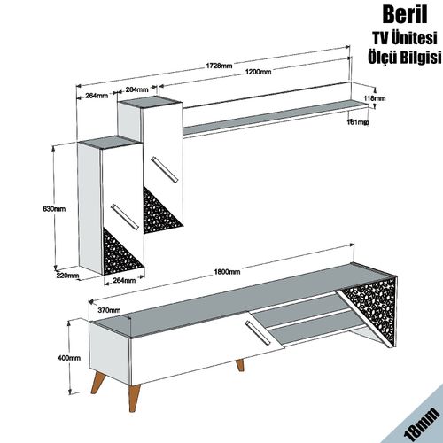 Beril - Krem TV komoda slika 5