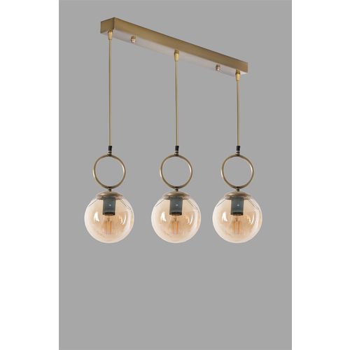 Morino 3 Lü Sıralı Bal Camlı Eskitme Sarkıt Copper Chandelier slika 3