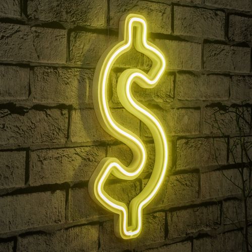 Wallity Ukrasna plastična LED rasvjeta, Dollar Sign - Yellow slika 9