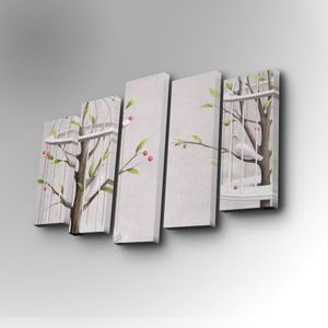 5PUC-052 Multicolor Decorative Canvas Painting (5 Pieces)