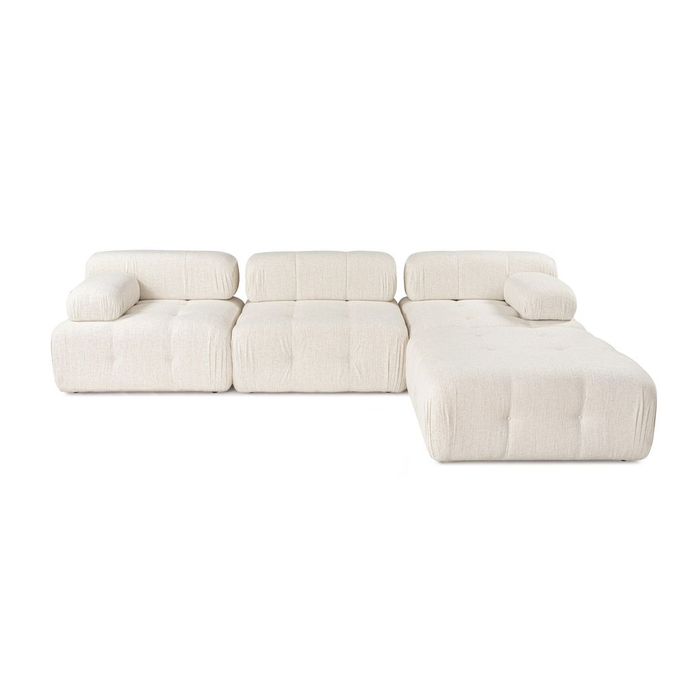 Doblo 3 Sjedala sa Pouffom (L1-O1-1R-Pouffe) - Krem Kutić Sofa slika 2