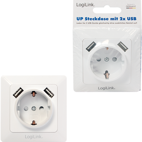 Logilink uzidna utičnica šuko, 2 USB-A slika 1