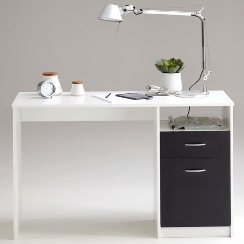 FMD radni stol s 1 ladicom 123 x 50 x 76,5 cm bijelo-crni slika 5