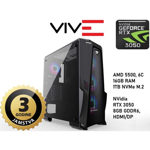 Računalo viv-E Gamer Force I, Ryzen 5, 16GB DDR4, 1TB NVMe SSD, RTX 3050 slika 1