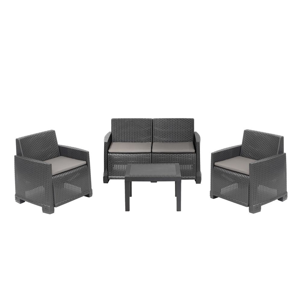 PROGARDEN set ISEO rattan antracit sa jastucima slika 1