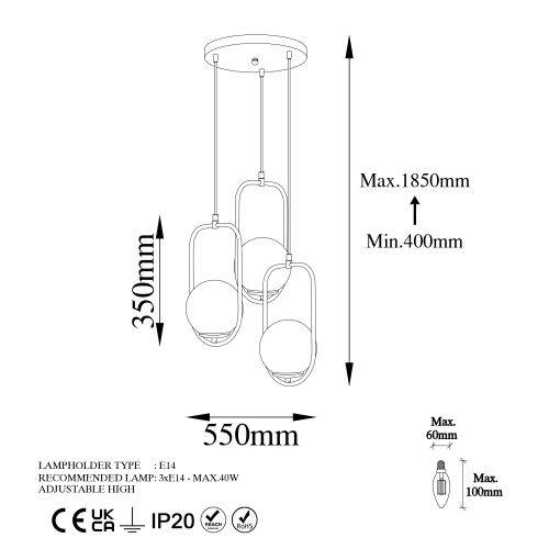 Skew - 13449 White Chandelier slika 8