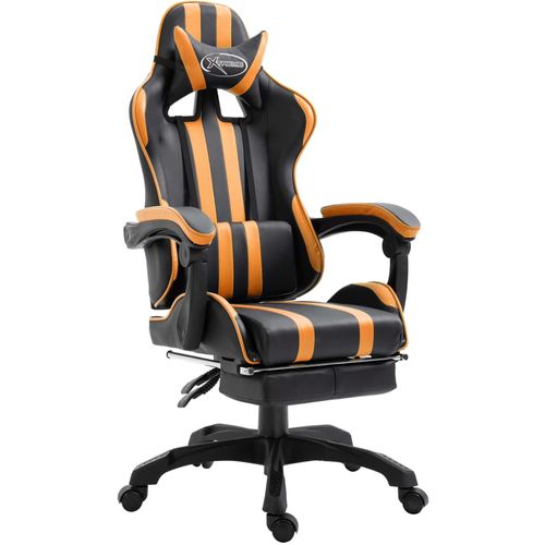 Igraća stolica od umjetne kože s osloncem za noge narančasta slika 1