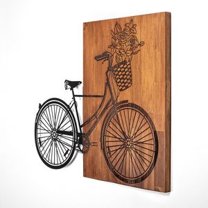 Wallity Ukrasni drveni zidni dodatak, Historical Floral Bike - L - 376