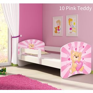 Dječji krevet ACMA s motivom, bočna bijela 140x70 cm 10-pink-teddy-bear