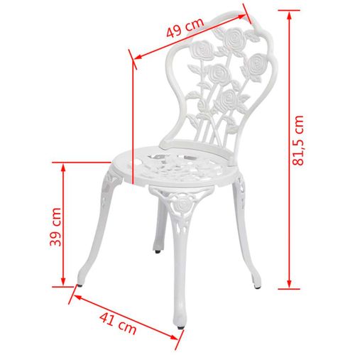 Bistro stolice 2 kom lijevani aluminijum bijeli slika 11