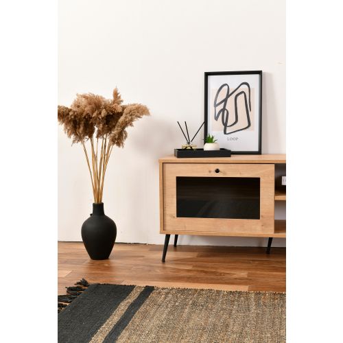 TV Stalak Calvin 140 Glass Oak Black slika 3