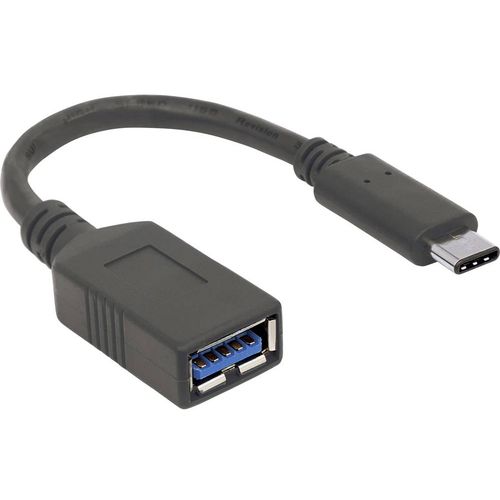 Manhattan USB kabel USB 3.2 gen. 1 (USB 3.0) USB-C® utikač, USB-A utičnica 0.15 m crna utikač primjenjiv s obje strane 355285 slika 1