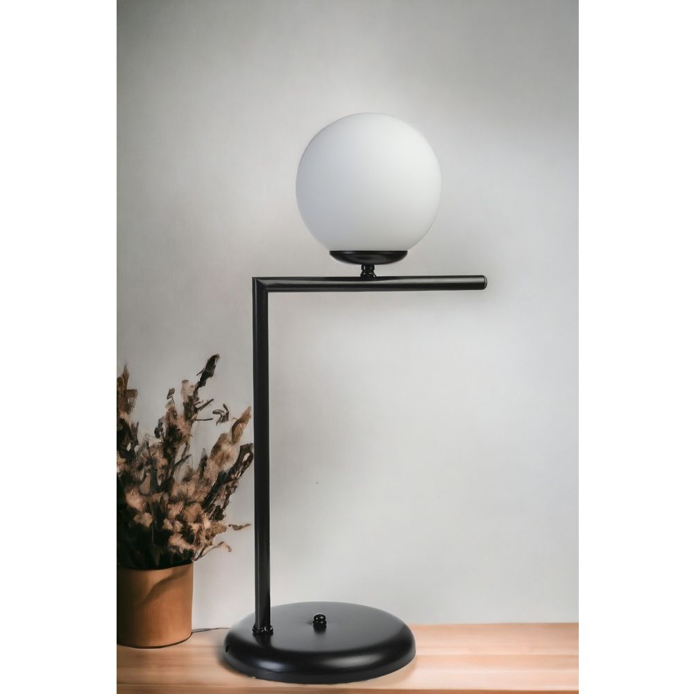Araz Crno-Bijela Staklena Stolna Lampa slika 2