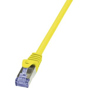 LogiLink CQ3077S RJ45 mrežni kabel, Patch kabel cat 6a S/FTP 5.00 m žuta vatrostalan, sa zaštitom za nosić 1 St.