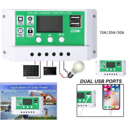 SOL-CONTROL30AG GMB PV solarni regulator punjenja 30A/20A/10A 12V/24V automatski podesivi PWM LCD slika 4