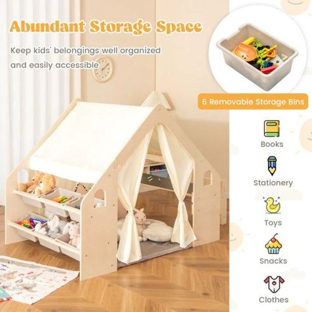 Kinder Home Multifunkcionalna drvena dječija kućica 6U1 slika 10