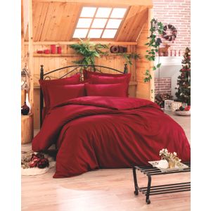 Stripe - Claret Red v2 Claret Red Satin Double Quilt Cover Set