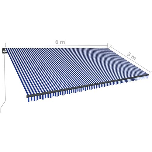 Tenda na ručno uvlačenje 600 x 300 cm plavo-bijela slika 32