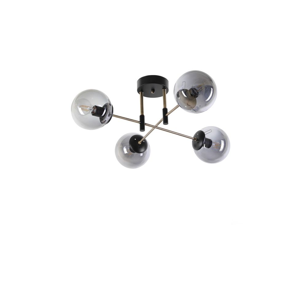 Dolunay 4 Lü Siyah Füme Camlı Avize BlackFume Chandelier slika 2