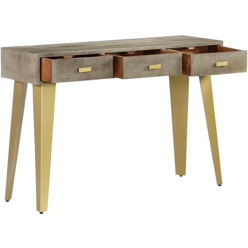 Konzolni stol od masivnog drva manga sivo-mjedeni 110x35x76 cm slika 4