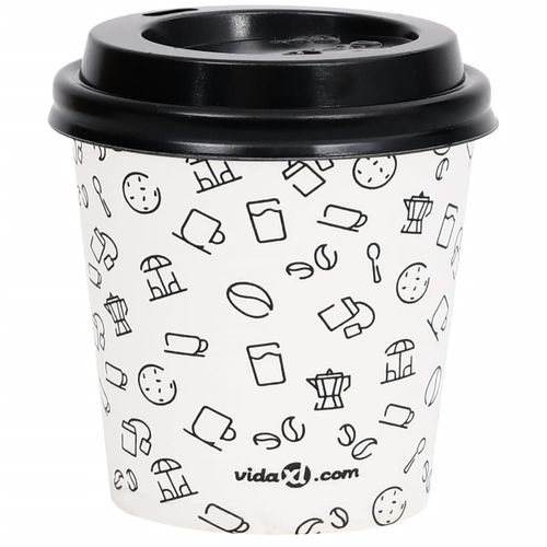 Papirnate čaše za kavu s poklopcima 120 ml 500 kom bijelo-crne slika 8