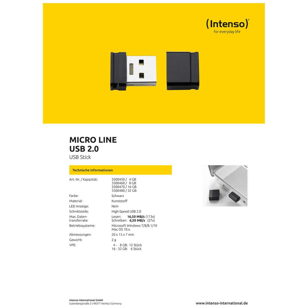 (Intenso) USB Flash drive 4GB Hi-Speed USB 2.0, Micro Line - ML4 slika 4