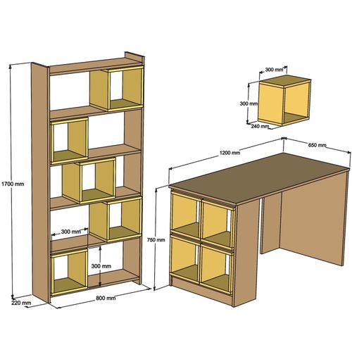 Woody Fashion Studijski stol i policu za knjige, Box - Walnut, Cream slika 3