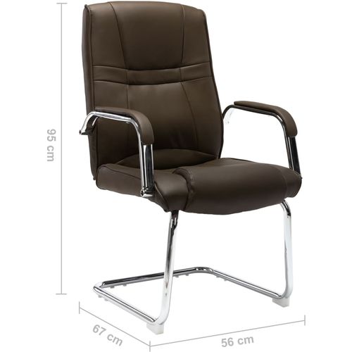 Konzolna uredska stolica od umjetne kože smeđa slika 6