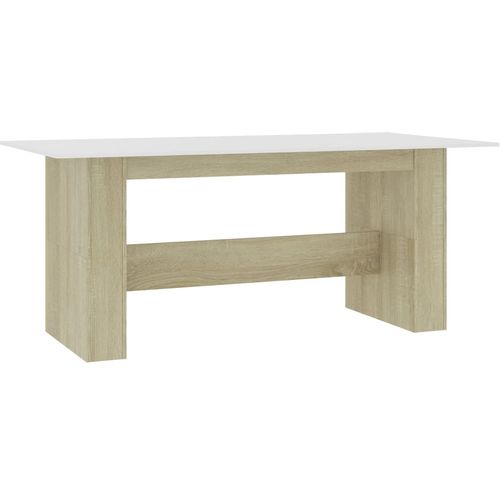 Blagovaonski stol bijeli i boja hrasta 180 x 90 x 76 cm iverica slika 22