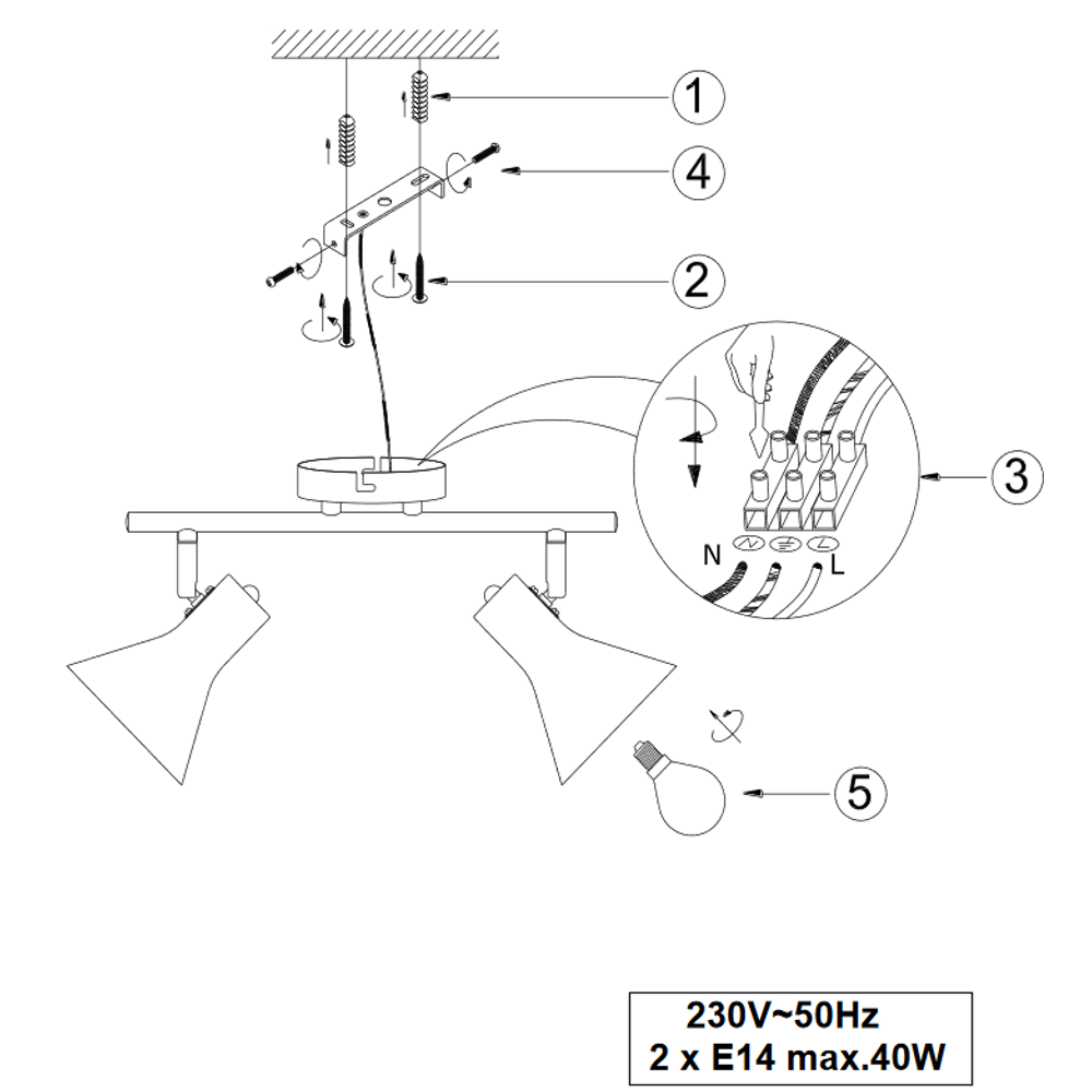 Trio Lighting stropnu svjetiljku NINA SPOT 2 – crno-zlatna slika 3