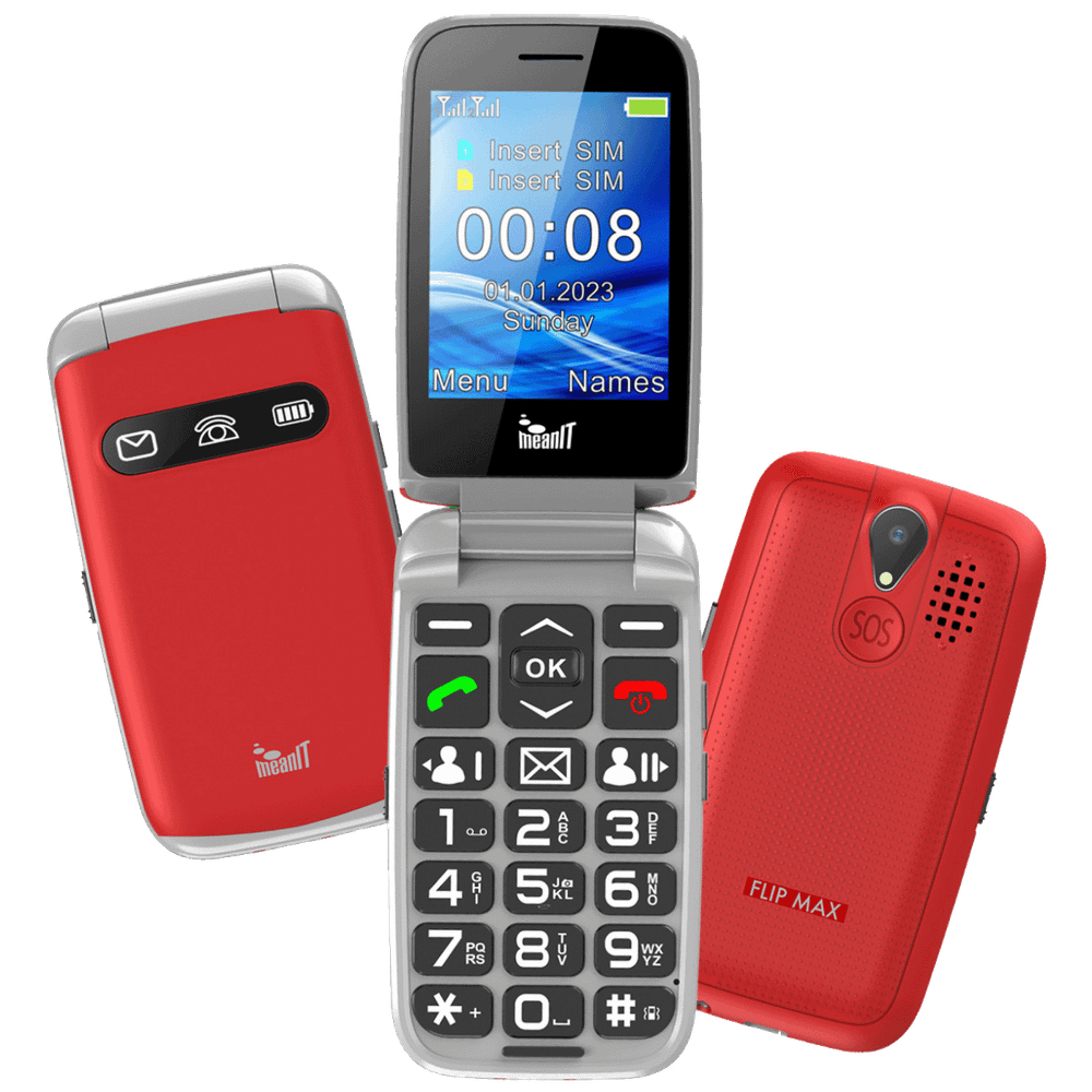 MeanIT Telefon mobilni, 2.8" ekran, Dual SIM, SOS tipka - SENIOR FLIP MAX Red slika 4