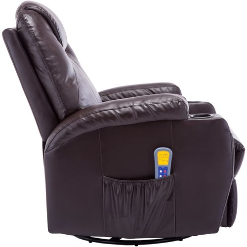 Električna ljuljajuća fotelja za masažu od umjetne kože smeđa slika 54